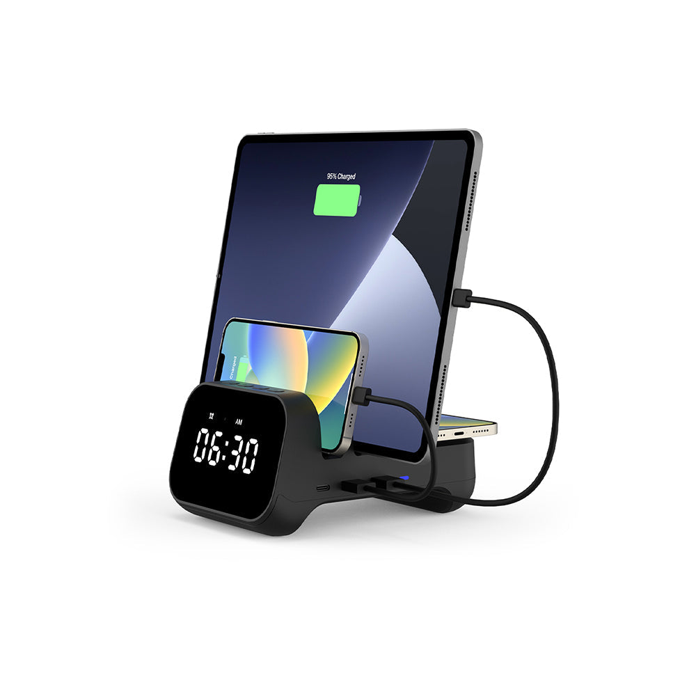 Clock with wireless charging station